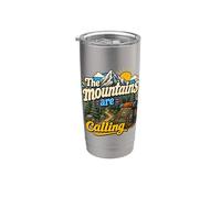 Divertida mochila de senderismo The Mountains Are Calling Pines Trees Vaso térmico de acero inoxidable de doble pared