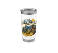 Divertida mochila de senderismo The Mountains Are Calling Pines Trees Vaso térmico de acero inoxidable de doble pared