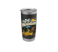 Divertida mochila de senderismo The Mountains Are Calling Pines Trees Vaso térmico de acero inoxidable de doble pared