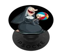 Divertida Monja de Dibujos Animados con Disfraz de Bola de Playa Sagrada PopSockets PopGrip Adhesivo