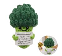 Divertida muñeca de brócoli positiva de bolsillo de ganchillo brócoli dulce de punto brócoli juguete con tarjeta de aliento regalos positivos regalo de muerte regalo de motivación regalo de cumpleaños