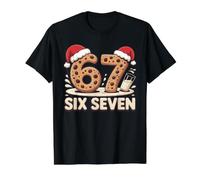 Divertida Navidad 67 Six Seven Cookie Santa Milk Camiseta gráfica económica, Hombre, Negro, L