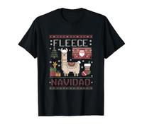 Divertida Navidad de un Granjero de Llamas, cría de Alpacas, FEA Navidad Camiseta gráfica económica, Hombre, Negro, M