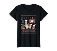 Divertida Navidad de un Granjero de Llamas, cría de Alpacas, FEA Navidad Camiseta gráfica económica, Mujer, Negro, L
