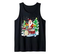Divertida Navidad Papá Noel Tocando los Tambores Crazy Drummer Xmas Camiseta sin Mangas