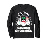 Divertida Navidad relajándome con mis muñecos de Nieve samoanos Manga Larga