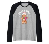 Divertida niña de Pan de Jengibre de Navidad Bougie & Bright Camiseta Manga Raglan