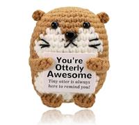 Divertida nutria marina positiva, nutria de apoyo emocional, mini peluches de nutria de ganchillo, dulce peluche animante, pequeña muñeca positiva, regalos de cumpleaños para amigos y colegas