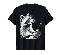 Divertida Obra de Arte de Mapache Que Toca el Piano, gráfico de Pianista Camiseta
