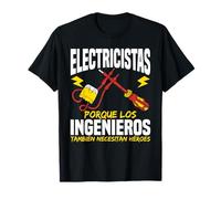 Divertida Para Electricista Ropa Hombre Camisa Electricista Porque Los Ingenieros También Necesitan Héroes Camiseta Black S Manga Larga T-Shirt Regular Fit Medium