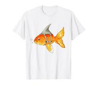 Divertida Parodia Aleta de tiburón Espalda pez Dorado Camiseta gráfica económica, Hombre, Blanco, S
