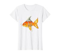 Divertida Parodia Aleta de tiburón Espalda pez Dorado Camiseta gráfica económica, Mujer, Blanco, S