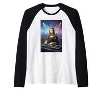 Divertida Parodia de Mona Lisa DJ Party Crowd Art Design Camiseta Manga Raglan