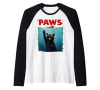 Divertida Parodia de Patas de Gato Negro - Gato Persiguiendo a los Amantes de los Gatos Camiseta Manga Raglan