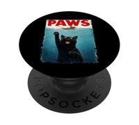 Divertida Parodia de Patas de Gato Negro - Gato Persiguiendo a los Amantes de los Gatos PopSockets PopGrip Adhesivo