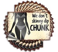 Divertida pegatina para parachoques We Don't Skinny Dip Chunk. 10 calcomanías para ventana de coche, señales, cuevas y decoración (6 x 9 cm)