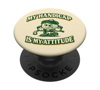 Divertida Pelota de Golf My Handicap Is My Attitude PopSockets PopGrip Adhesivo
