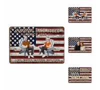 Divertida placa decorativa de aniversario de esposa o esposo para esposa y marido, letrero de metal retro personalizado para pareja molestándose entre sí y todavía yendo fuerte. Letrero de metal