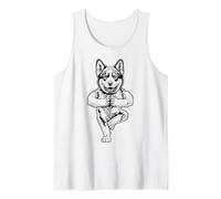 Divertida Pose de árbol con Forma de árbol de Husky Siberiano para Hacer Yoga, Vrikshasana Camiseta sin Mangas
