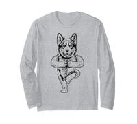 Divertida Pose de árbol con Forma de árbol de Husky Siberiano para Hacer Yoga, Vrikshasana Manga Larga