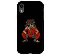 Divertida pose rusa en cuclillas con sombrero de lobo Gopnik, estrella roja, estrella Ushanka Carcasa para iPhone XR