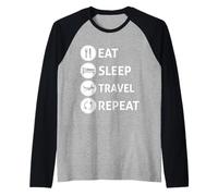 Divertida Prenda Eat Sleep para Viajar y Repetir Camiseta Manga Raglan