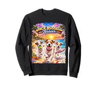 Divertida Puesta de Sol Tropical de un Cachorro de Verano en la Playa de Jack Russell Terrier Sudadera