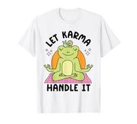 Divertida rana meditadora "Let Karma Handle It" Lindo caracol de yoga Camiseta