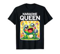 Divertida reina del karaoke, linda rana cantante, le encanta cantar y escuchar música Camiseta