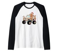 Divertida repostería navideña de Gingerbread Man Monster Truck Camiseta Manga Raglan