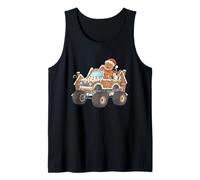 Divertida repostería navideña de Gingerbread Man Monster Truck Camiseta sin Mangas