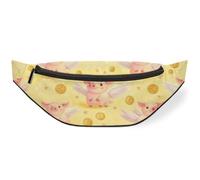 Divertida riñonera con diseño de cerdo de dibujos animados para mujeres, hombres, niños, niñas, niños, riñoneras, bolsa de cinturón para viajes, deportes, correr, color, M, Organizador de bolsas