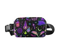 Divertida riñonera con elementos brillantes de bruja feliz de Halloween para hombres y mujeres, pequeña bolsa deportiva cruzada con correa ajustable para viajes, gimnasio y trabajo, Divertidos