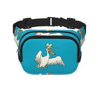 Divertida riñonera con estampado de pelícano, elegante y práctica, ajustable, perfecta para viajes y actividades al aire libre, Black, Talla única