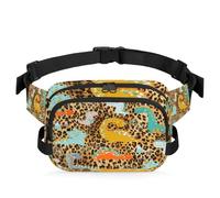 Divertida riñonera de dinosaurio multifunción para viajes, deportes, correr, dinosaurio, leopardo, riñonera, riñonera, bolsa de cinturón para mujeres, hombres, niñas y niños, color, XL, Organizador de