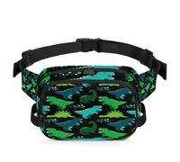 Divertida riñonera de dinosaurio multifunción para viajes, deportes, correr, riñonera de dibujos animados de Dinosa, riñonera, bolsa de cinturón para mujeres, hombres, niñas y niños, color, XL,