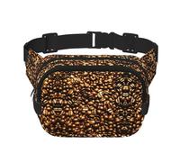 Divertida riñonera de doble capa con estampado de granos de café tostado, cuadrada, riñonera de viaje para hombres y mujeres, Negro -, Talla única