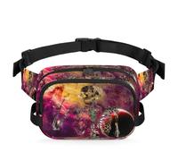 Divertida riñonera multifunción con diseño de calavera y galaxia, para viajes, deportes, correr, riñonera de calavera humana, bolsa de cinturón para mujeres, hombres, niñas y niños, color, XL,