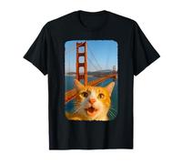 Divertida Selfie con Gatos Naranjas en el Puente Golden Gate de San Francisco Camiseta