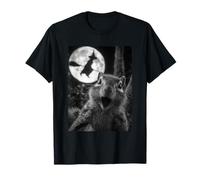 Divertida Selfie de Ardilla con Bruja voladora de Luna Llena de Halloween Camiseta