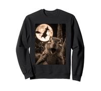 Divertida Selfie de Ardilla con Bruja voladora de Luna Llena de Halloween Sudadera