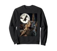 Divertida Selfie de Ardilla con Bruja voladora de Luna Llena de Halloween Sudadera