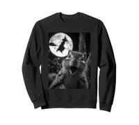 Divertida Selfie de Ardilla con Bruja voladora de Luna Llena de Halloween Sudadera