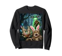Divertida Selfie de Gato con Conejo de Pascua Bigfoot OVNI para Hombres y Mujeres Sudadera