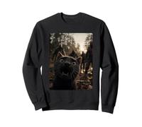 Divertida Selfie de Gato Negro con Zombies Animal felino Halloween Sudadera