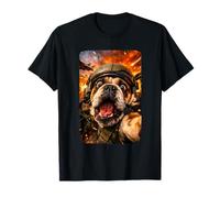 Divertida Selfie de Perro Bulldog Fighter Jet Pilot Camiseta