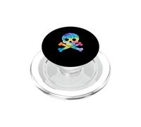 Divertida Silueta de Calavera y Huesos Cruzados, Pirata, arcoíris, teñido Anudado PopSockets PopGrip para MagSafe