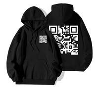 Divertida sudadera con capucha FU QR Code, divertida sudadera unisex con código QR escaneable, sudadera divertida con código QR FU con mensaje oculto humorístico, Negro, L
