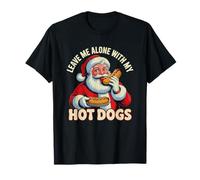 Divertida Sudadera navideña de Papá Noel con Leave Me Alone with My Hot Dogs Camiseta