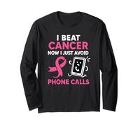 Divertida superviviente de cáncer de Mama Pink Ribbon Warrior Antisocial Manga Larga